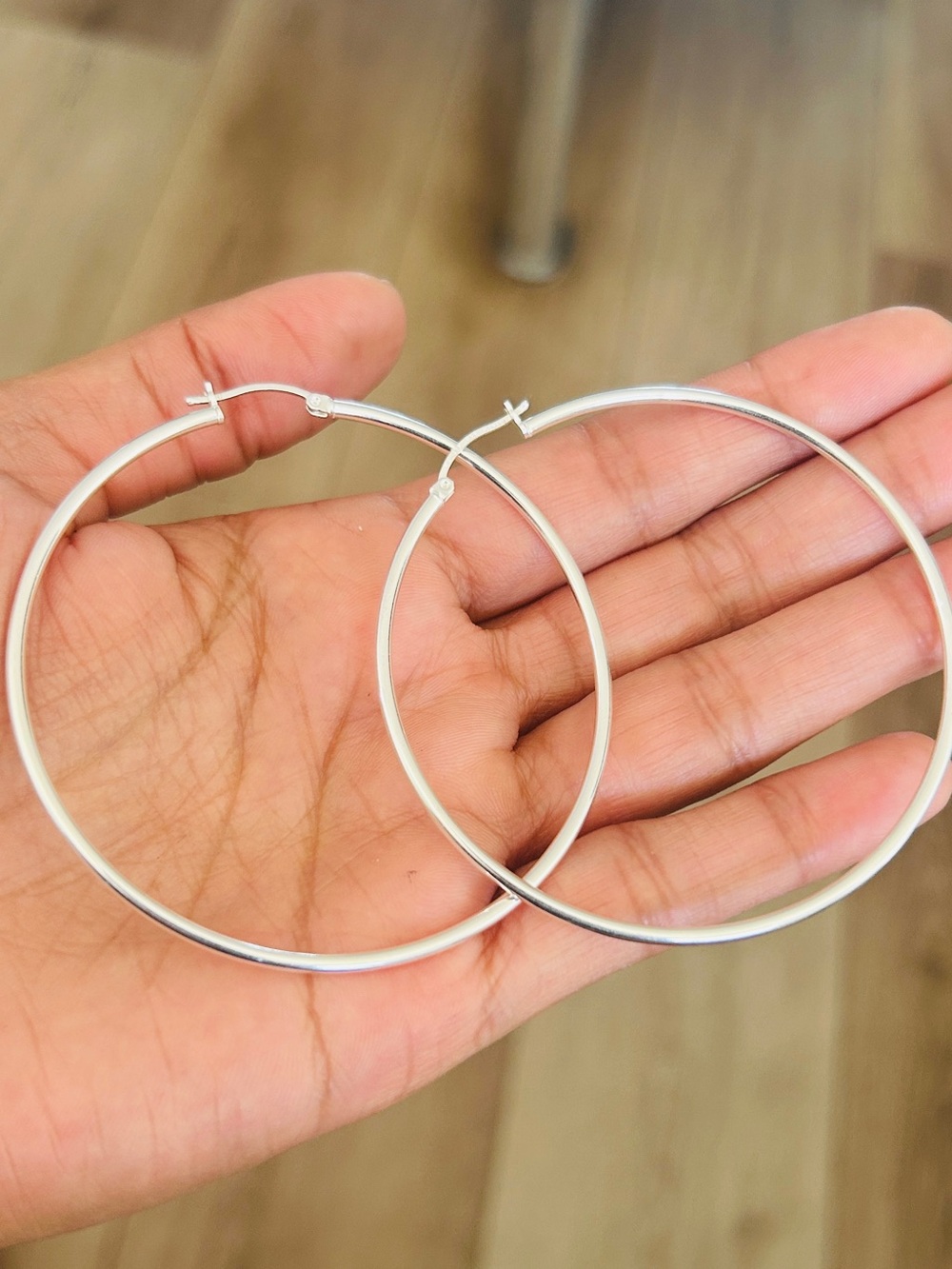 Taxco Mexico .925 Sterling Silver Hoop Earrings – 6.5 cm Weight 6.64 G